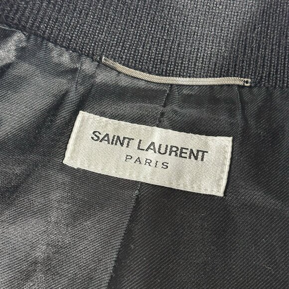 Saint Laurent Teddy Jacket Black Size 50 Wool & Leather Trim - Picture 4 of 10